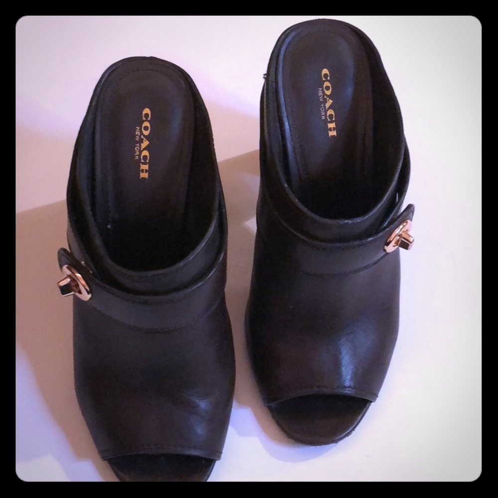 Coach brown leather mules 8.5B - Picture 2 of 6
